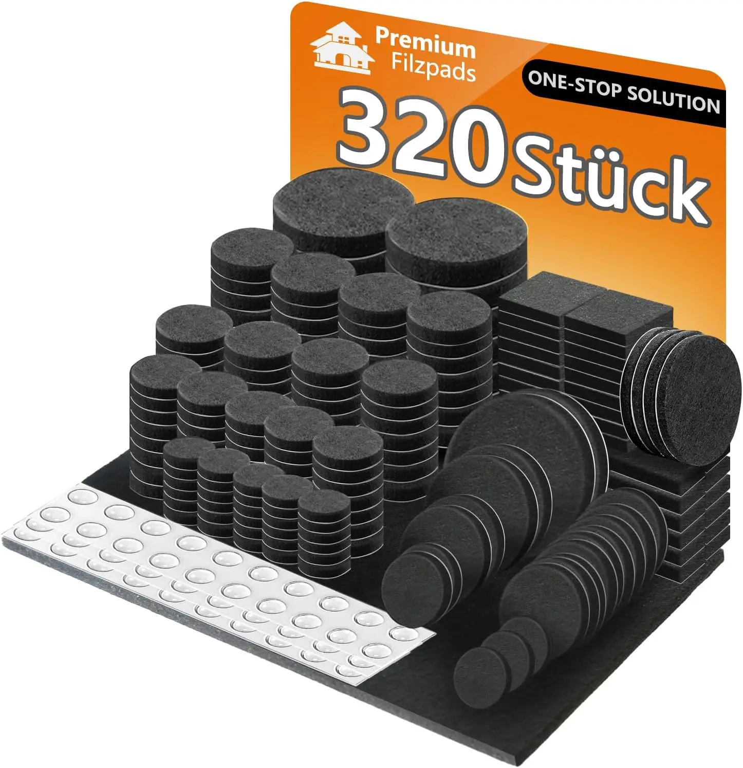 320pcs black Felt Gliders Self-Adhesive Furniture Gliders Felt for Chairs Pads 5 mm Thick Furniture Felt pad for Wooden Floors