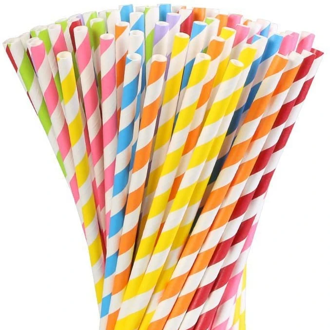 Wholesale 50 straws  Stocked  biodegradable  paper straws for dinner party New Year