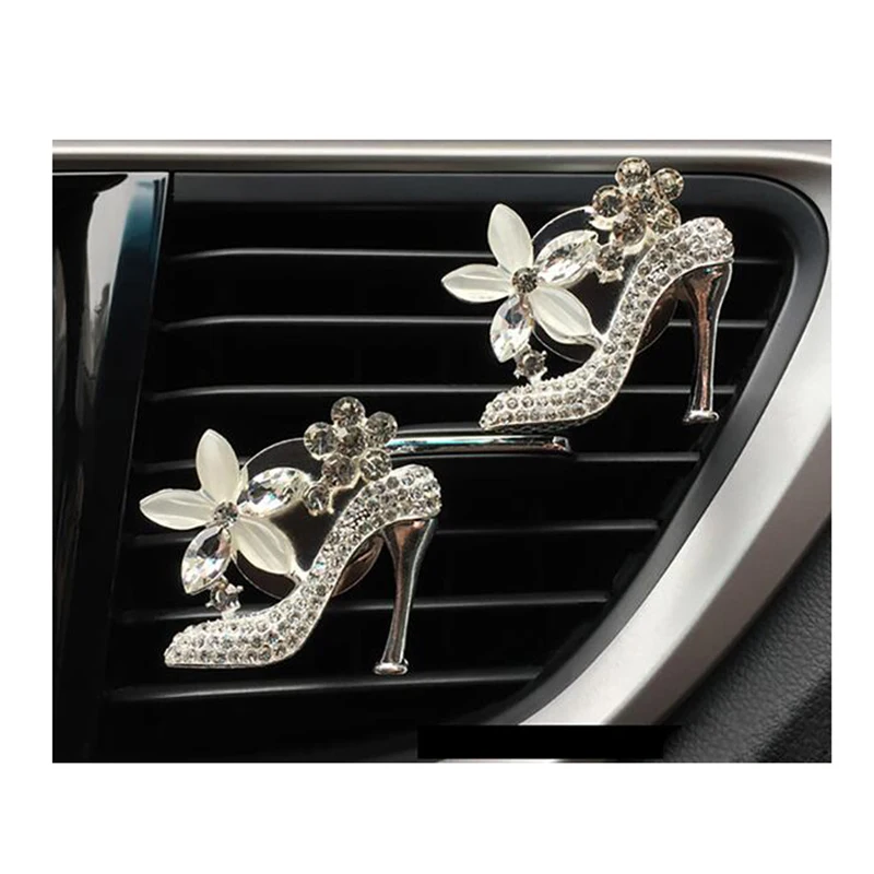 Crystal Bling Rhinestone Girls Purse High Heels Shoe Car Vent Clip Perfume Diffuser Air Freshener