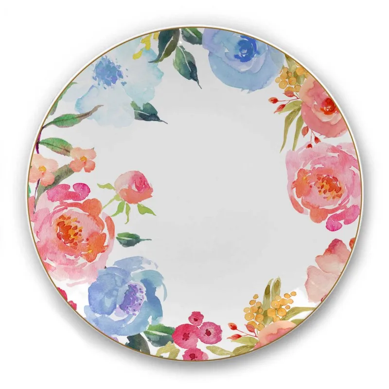 16pcs dinner plates ceramic white porcelain plate with pad printing Porcelain Plate Set china dinner set