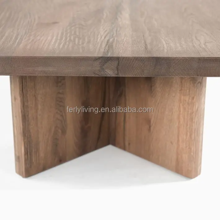 High Quality Modern Furniture Coffee Table Living Room Furniture Diagonal Leg Design Natural Color Solid Wood Coffee Table