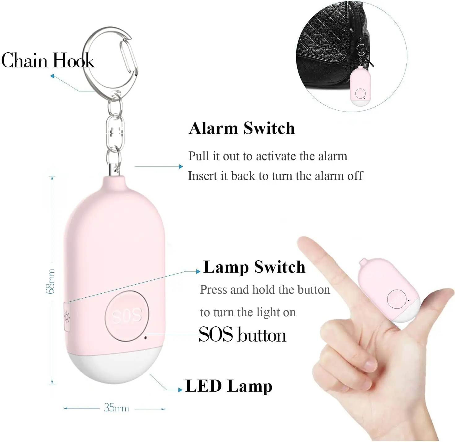 mazon Hot Selling Low Price Keychain Alarm Personal Safety Protection Portable Mini Emergency SOS Attract Attention Strong Light