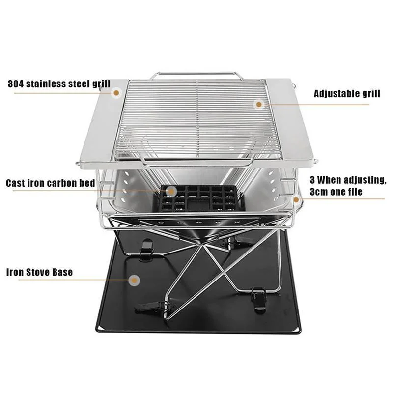 
Folding Campfire Grill Camping Fire Pit Portable Over Fire Camp Grill Outdoor Wood Stove Burner With Carrying Bag 