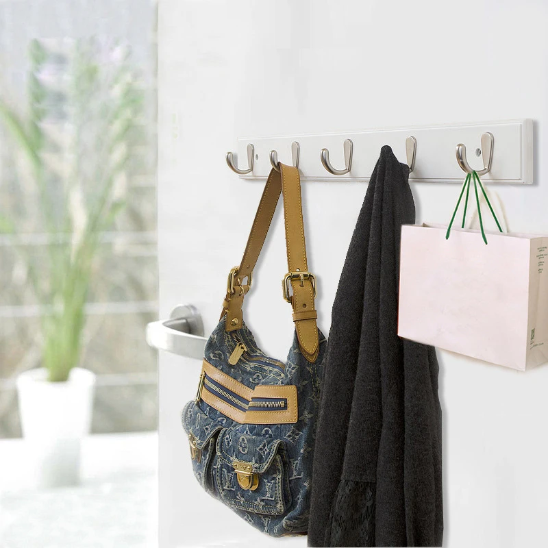 Wall Mounted Coat Rack Bamboo Wall Coat Rack Hooks, Coat Hat Hanger Hooks, Hook Rail