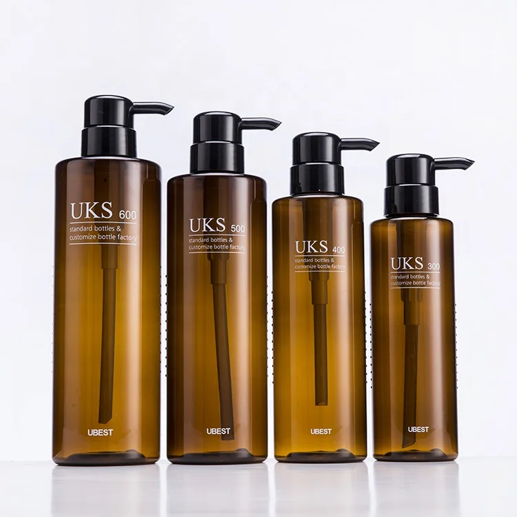 Custom 300ml 400ml 500ml 600ml PET cylinder flat shoulder lotion dispenser pump bottle shampoo