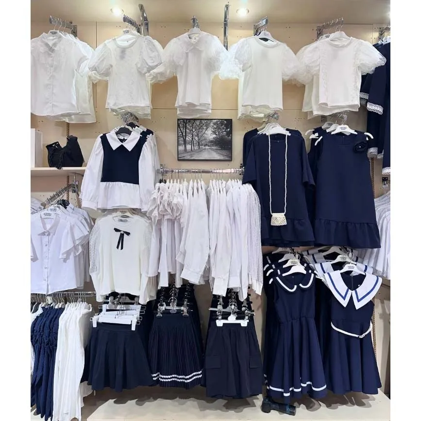 Girls formal vintage school uniform dress kids preppy summer toddler back to school clothing custom accessories
