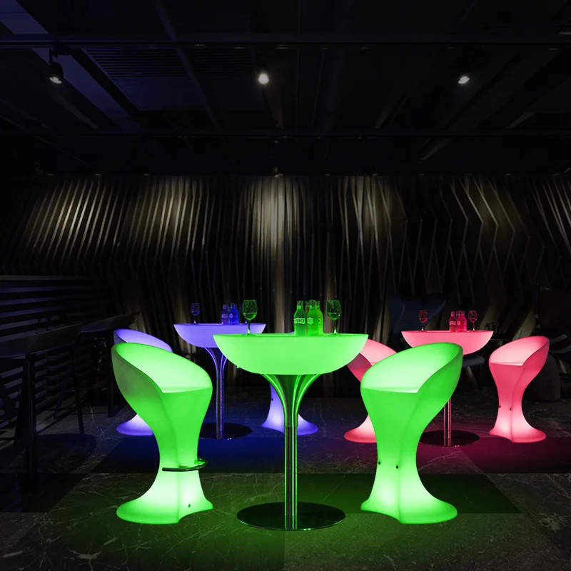 Luxury Hotel Party Led Table For Bar Waterproof Wedding Bar Glowing Bar Chair Illuminated Led Cocktail Table