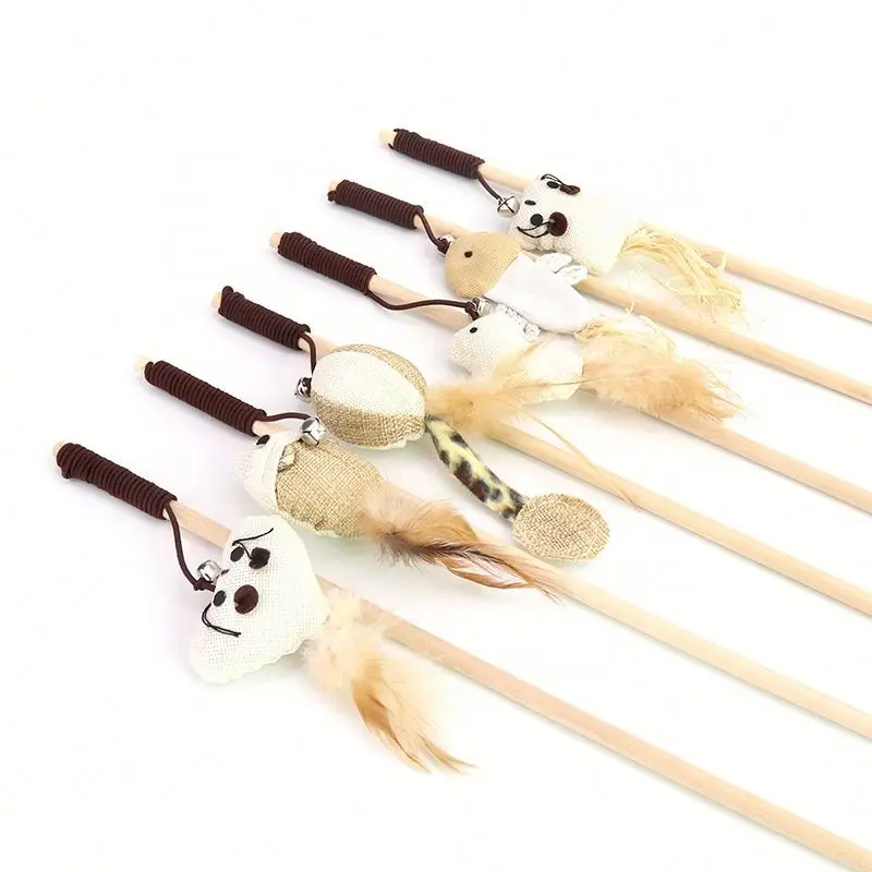 Hot Selling Funny Feather Pet Cat Toys Cat Teaser  Cat Wand Pet Toys Educational Training Pet Toys