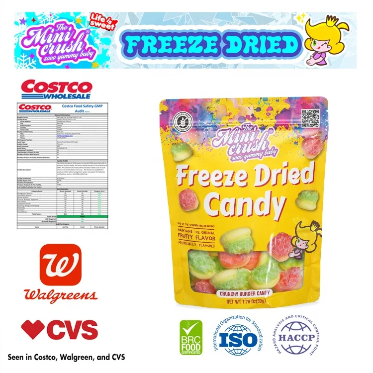 Wholesale Custom Freeze-Dried Gummy Hamburger Candy Sweet Snacks for Christmas