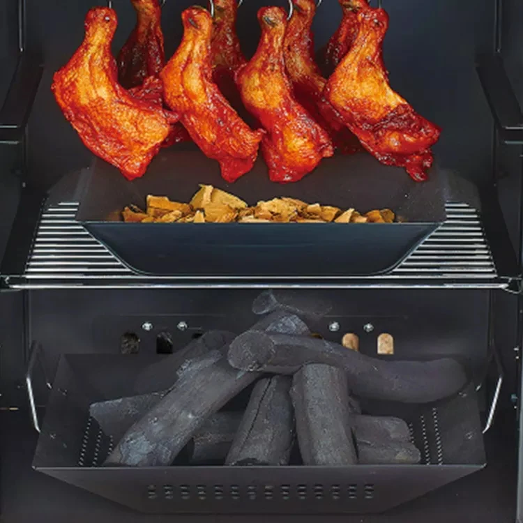 Black Vertical Propane Smoker with Temperature & Smoke Control, Four Removable Shelves