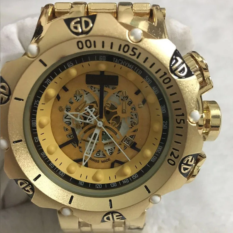 Мужские кварцевые часы Invi 2022 Золотая указка круглый модный спиральный циферблат с одной застежкой большой