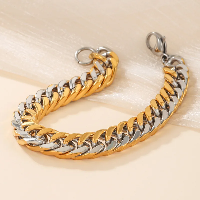 Hot Selling Titanium Steel Gold And silver Mixed Snake Bone Bracelet Vintage Hip-Hop Style Shipped Europe United States