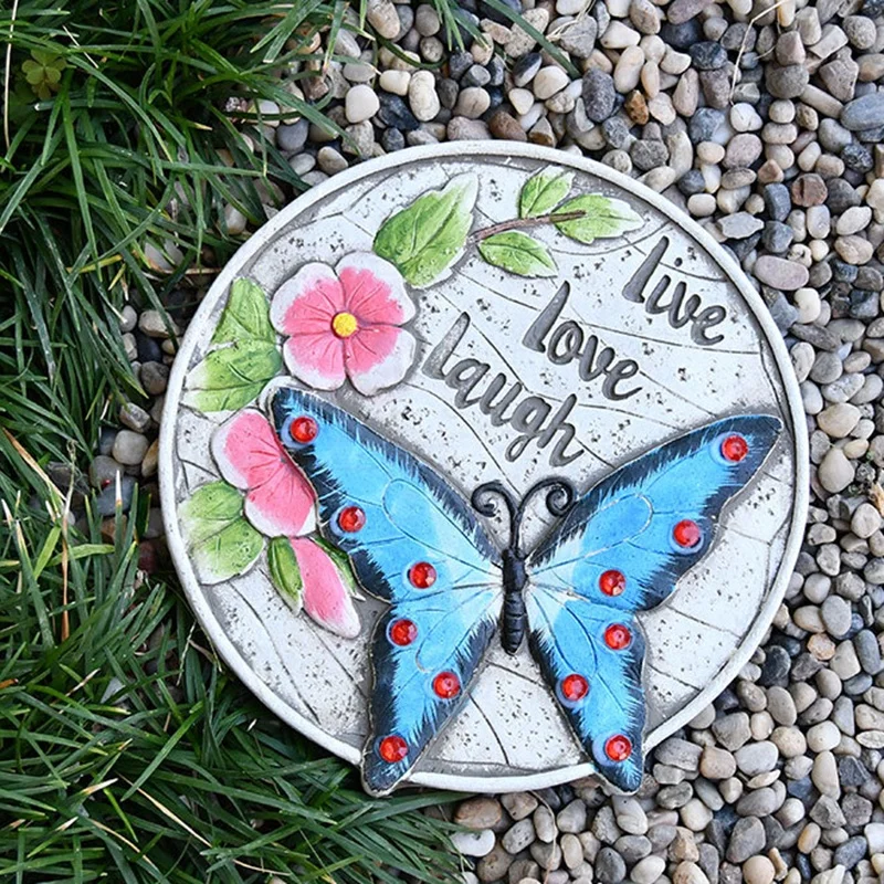 Hot Sale Outdoor Cement Garden Decoration Stepping Stones With Butterfly Flower