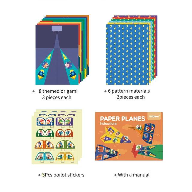 New Baby Origami Toys Funny Paper Airplane Fold Kindergarten Colorful Animals Theme Ink Printing Kids DIY Toys