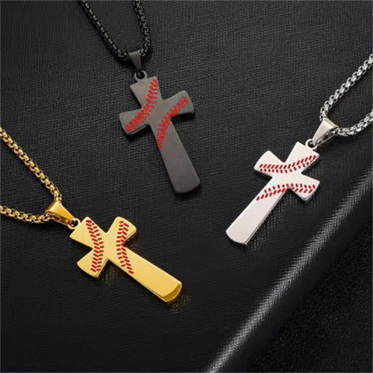 Hot Selling New Style Stainless Steel Necklaces Bible Baseball Cross Pendant Necklace Gift For Men Women Jewelry Manufacturer