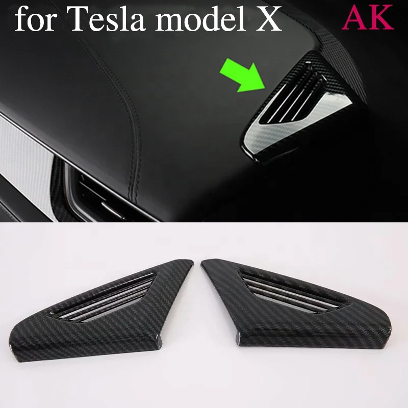 Fit for Tesla model x Instrument panel air outlet decoration ABS carbon fiber Protective cover refitting accessories