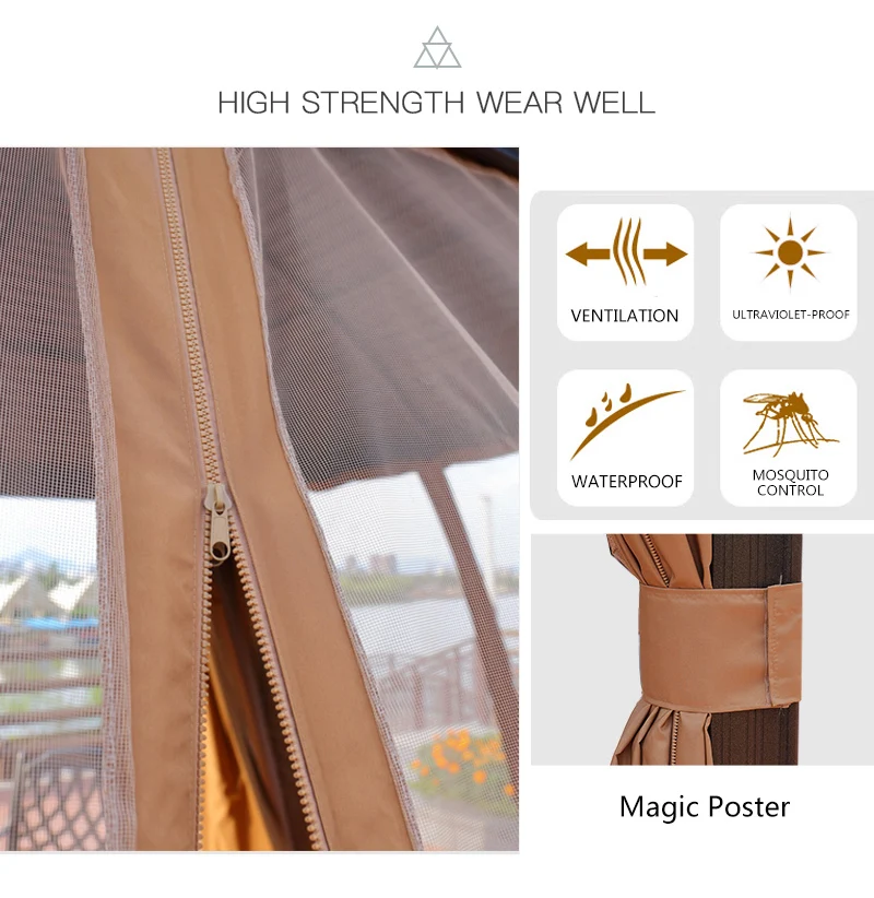  Outdoor furniture Cheap Customized high-end aluminium black brown gazebo pergola