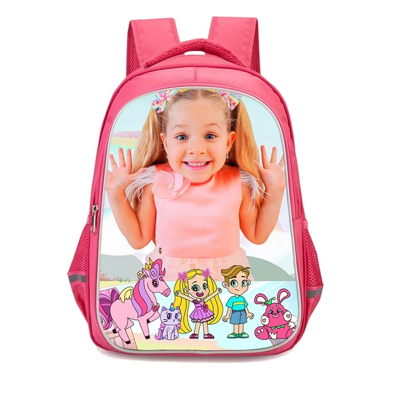 FREE SAMPLE New Girls School Backpack Little Black Girl Diana Show Print Primary School Bags Children Bookbag Kids Satchel