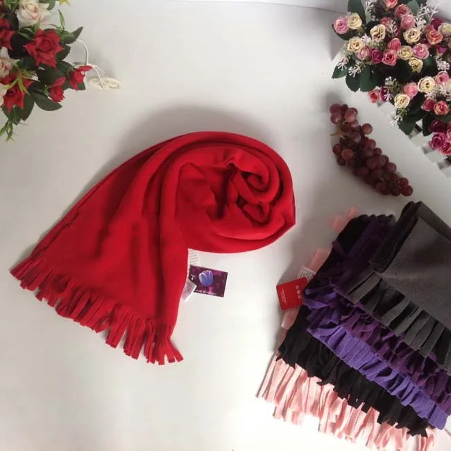 custom cheap polar fleece scarf winter worm polarfleece scarf