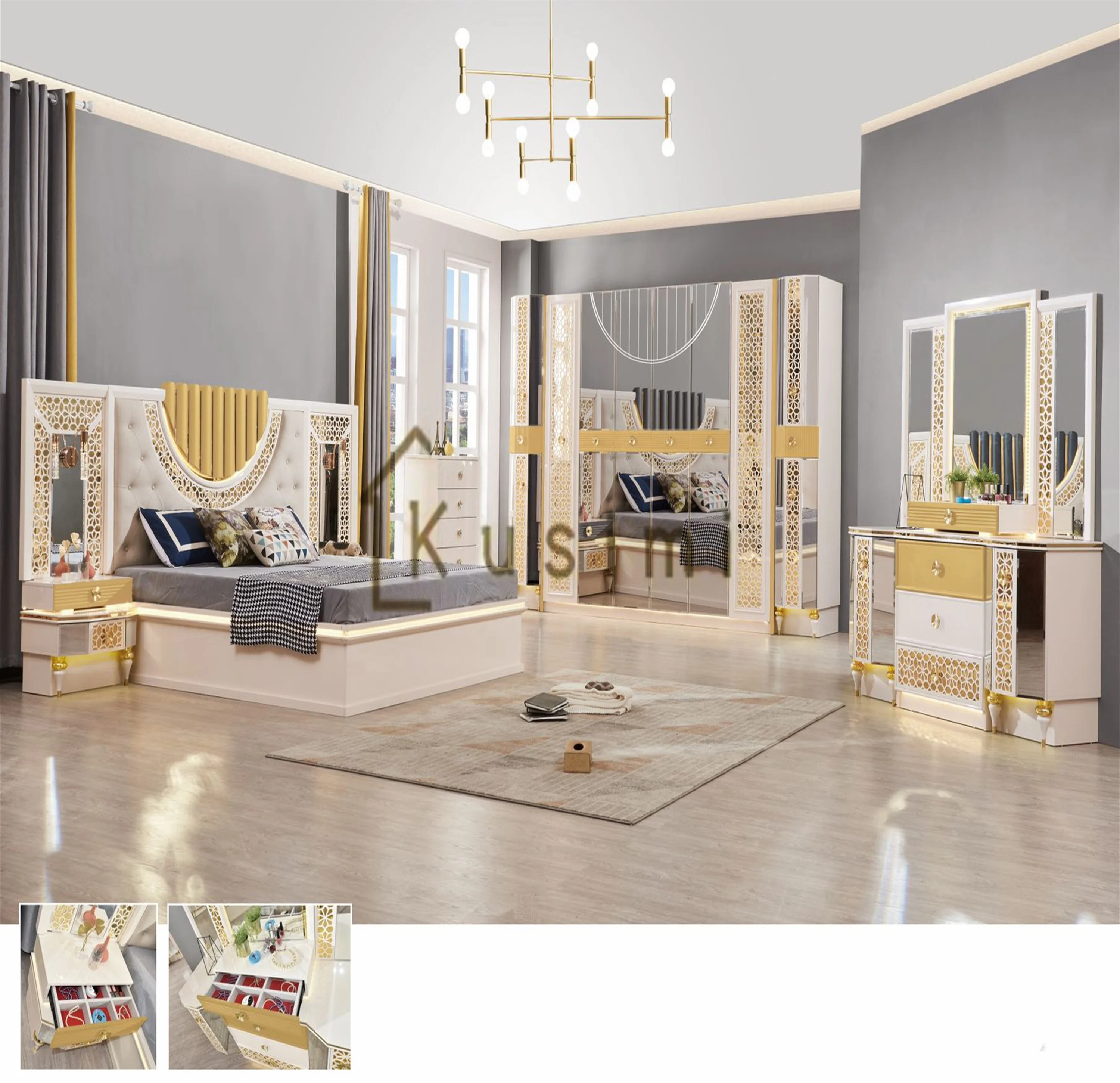 Индивидуальные хорошее качество простой дизайн мебель для дома и отеля белый набор