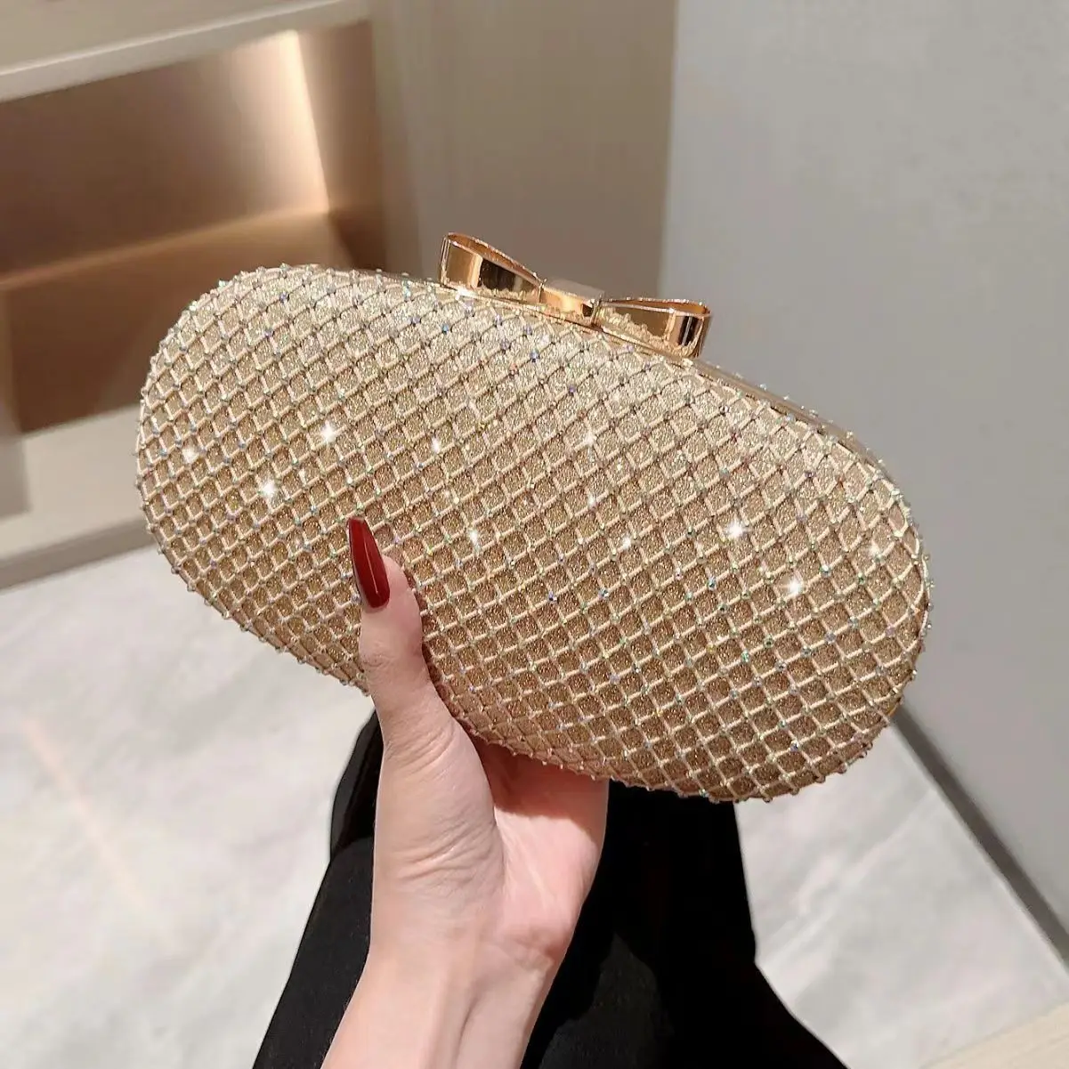 luxury PVC rhinestone bling women gold party clutch purse evening bags clutch 2023 luxury