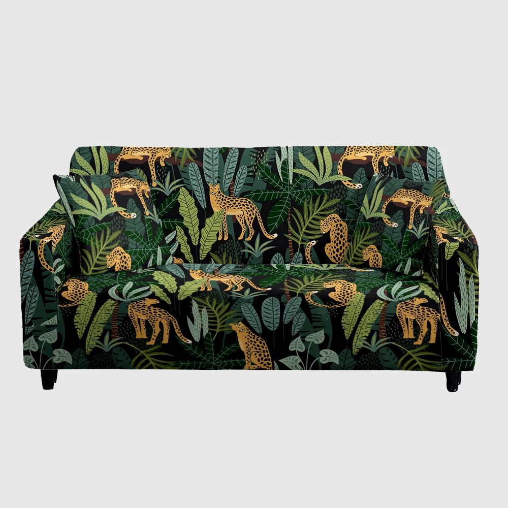 Оптовая продажа, тропические растения, эластичный диван, Диванный эластичный чехол с листьями банана, чехлы с фламинго на 3 места для обезьяных стульев, угловой диван