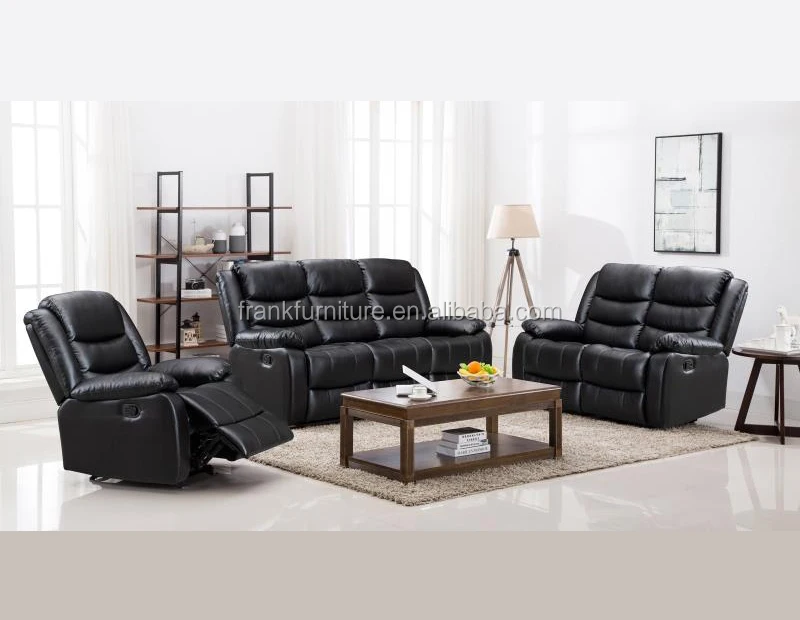 New product listing Modern Living Room Furniture Manual Air Leather Recliner Sofa 7-Seater Set With Cup Holder