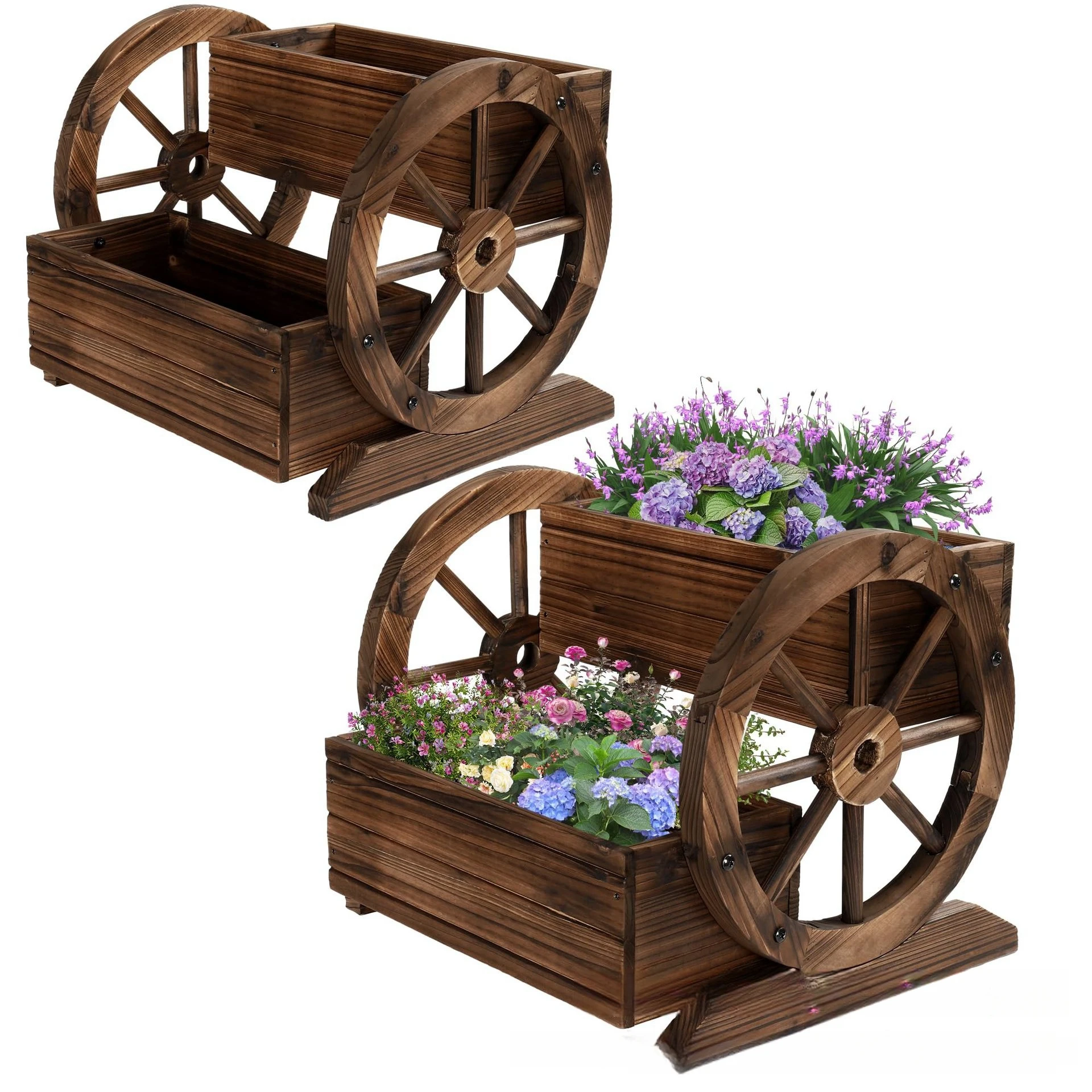 Custom Wooden Folding Flower Stand Indoor Garden Patio Balcony Planter Box Garden Planter With Wheels Decorative Flower Planter