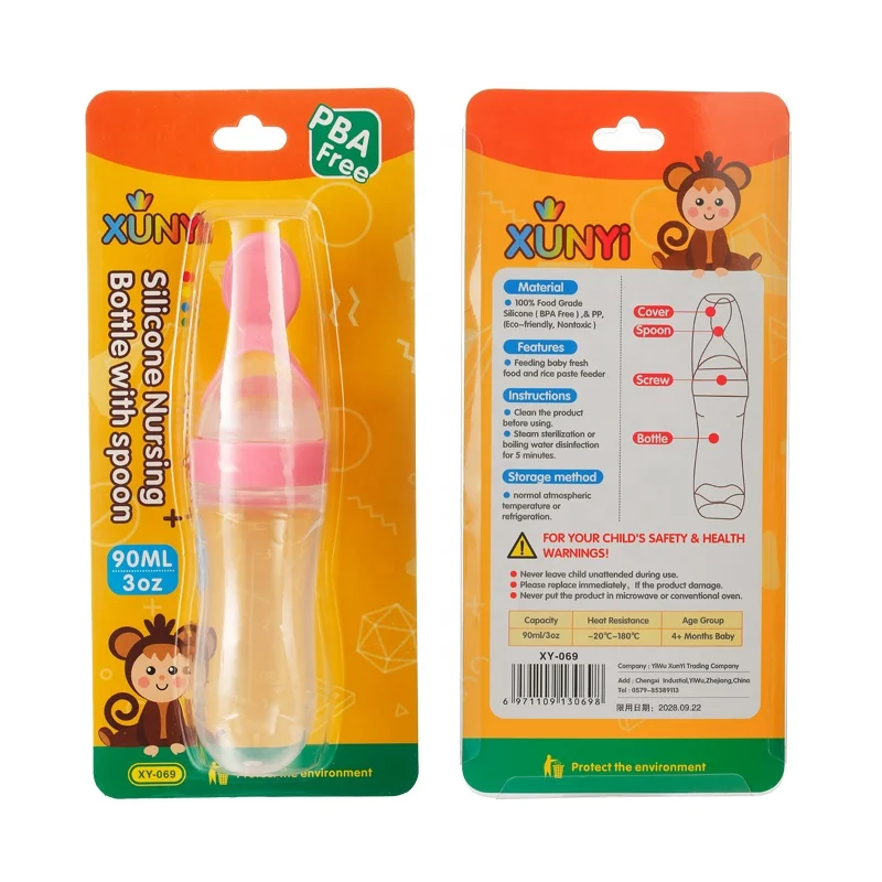 90ml  Silica Gel PP Spoon  Rice  Bottle Baby Infant  Food Feeding Bottle