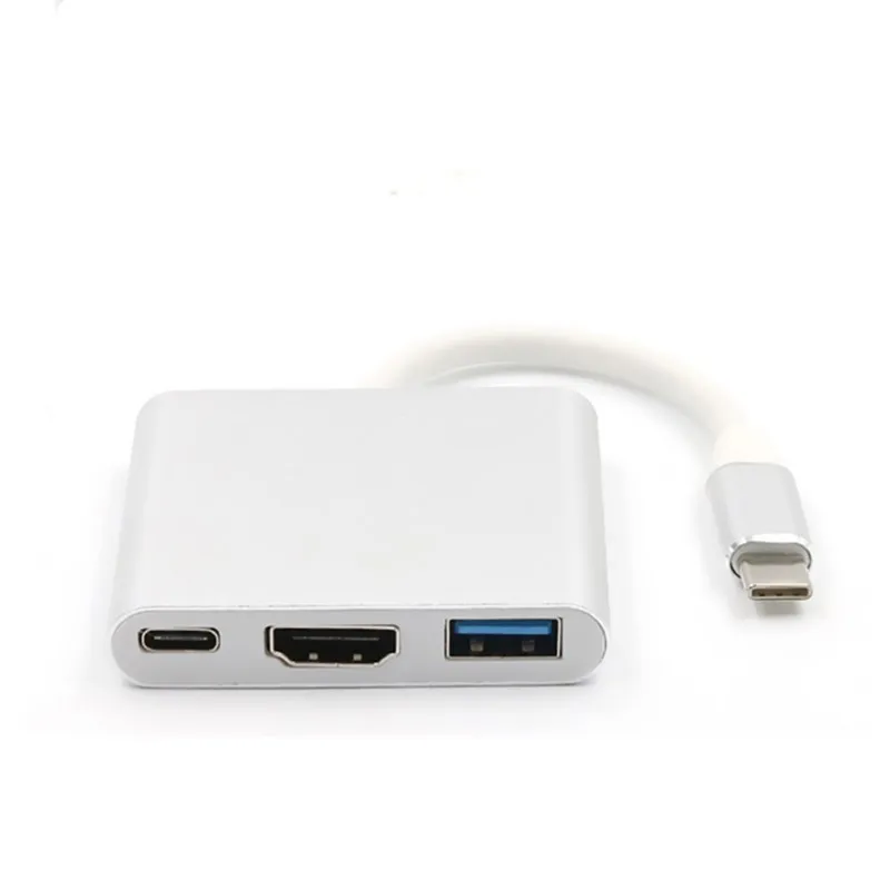 Адаптер 3 в 1 из алюминиевого сплава для зарядки HDTV PD Usb C для ноутбука Macbook Pro с 4K