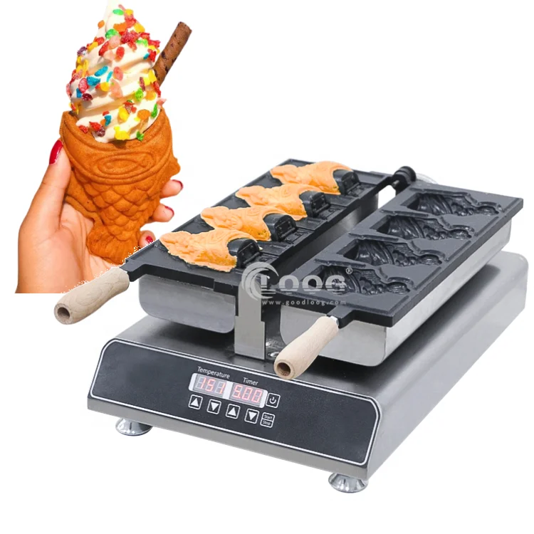 Small Machine Taiyaki Fish Shaped Waffle Iron Fish Ice Cream Waffle Maker