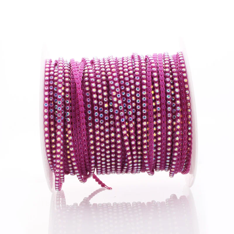 
Taidian Handmade Jewelry Finding 50 Yards/Roll Colorful Rhinestone cup AB Stone SS6 Rhinestone Banding For Handmade DIY 