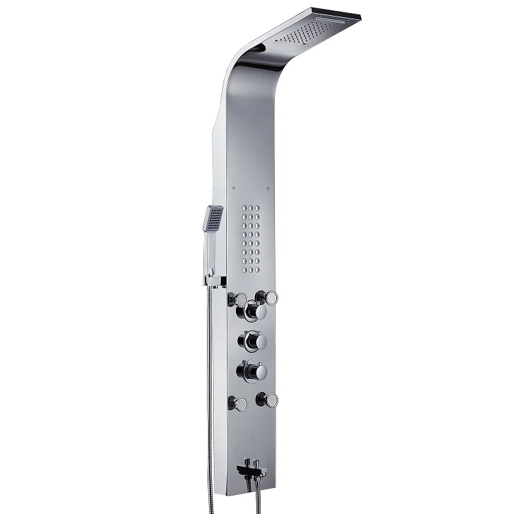 chrome plated wall hanging  smart shower panel with jet massage rainfall waterfall sprayer