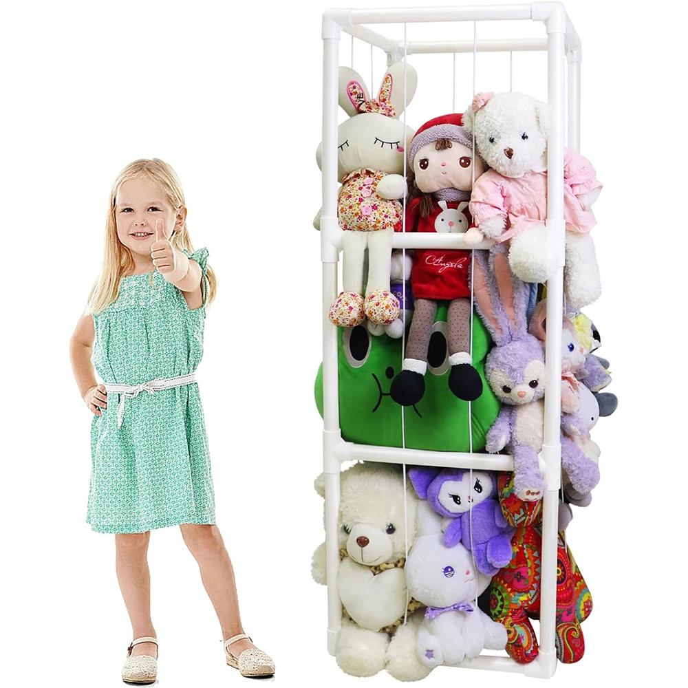 Wholesale Stuffed Animal Storage Space Saving Pvc Construction Vertical Stuffed Animal Toy Holder Elastic