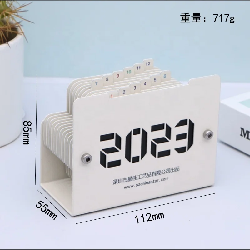 Custom 2023 Calendar Desk Office Decoration Metal Calendar
