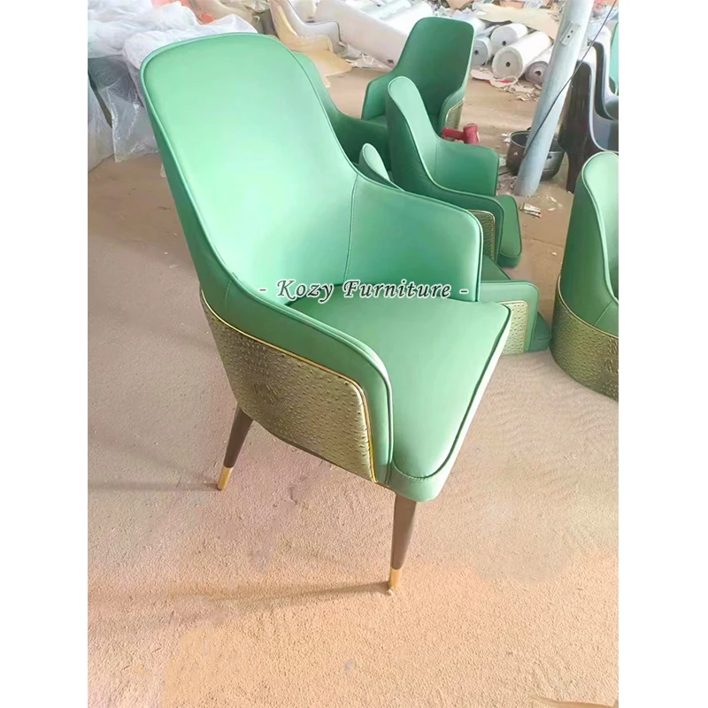 Dining chair artificial leather and black legs with gilded feet vanity chair shampoo club chair all kinds of colors