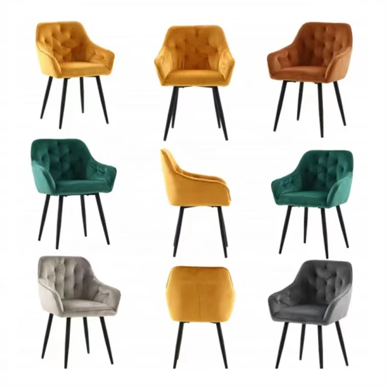Best Selling High Quality Contemporary Home Furniture Arm Chair Fabric Velvet Dining Chair with Armrest