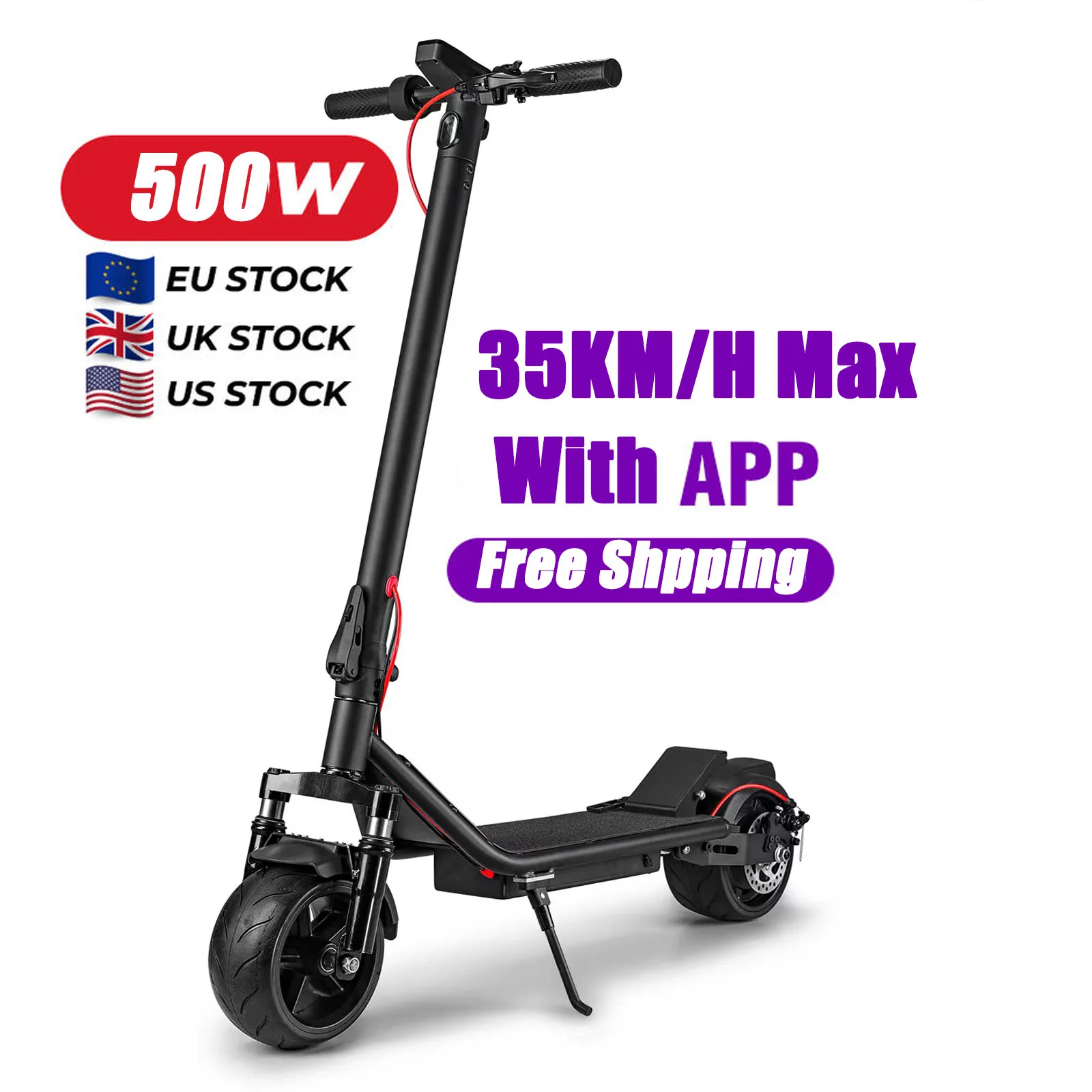USA EU stock  9inch tire electric scooters with 500W motor for adult kids 2 wheel scooter electric unicycle folding e scooter