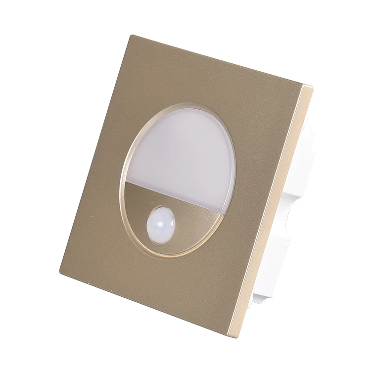 indoor white square 1w PIR sensor foot lamp recessed motion sensor led step stair lights side staircase light