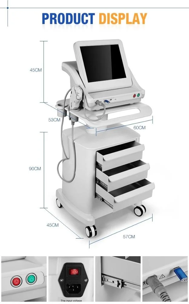 2D 3D HIFU Machine 1 Line 3 Cartridges 10000 Shots Portable Anti Wrinkle Removal Ultrasound Body Shape Face Lfting SMAS 2D HIFU