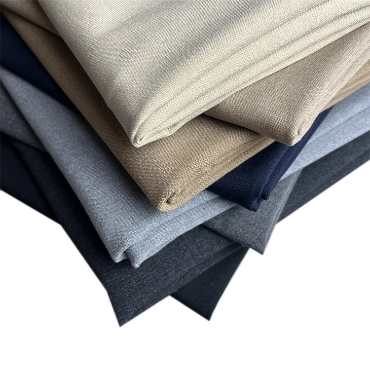 Eco-friendly cheap top dye Wrinkle Resistant polyester rayon spandex stretch fabric for TROUSER