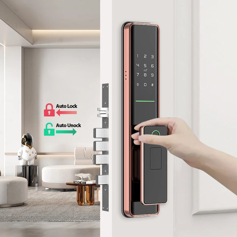 Push Pull Keyless Smart Door Lock With Fingerprint Passcode Automatic Biometric Electronic Lock