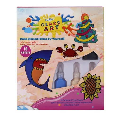 Custom Glass Art Window Paint Non Toxic 10 Colors Craft Supplies Stationery Set