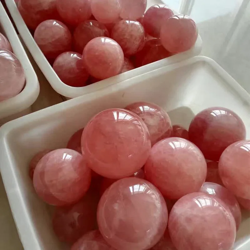 Оптовая продажа с фабрики, Мадагаскарский порошок, хрустальный шар, натуральный розовый круглый хрустальный камень, роза, кварц, сфера