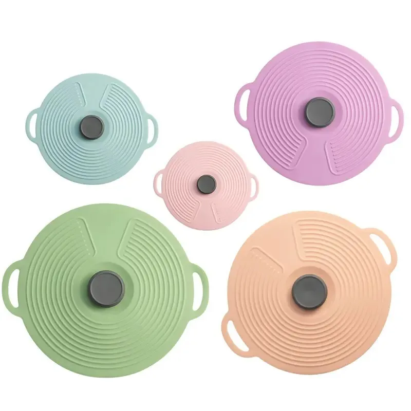 Reusable BPA Free Food Grade Silicone Baby Plate with Lid Covers Essential Cookware Parts for Pots Pans Bowls Cups