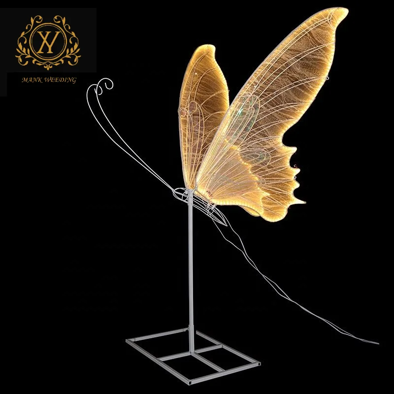 Wedding Stage Props Aisle Butterfly Wing Giant Decorative Lighting Road Lead Light Wedding Walkway Display Butterfly Stand Light