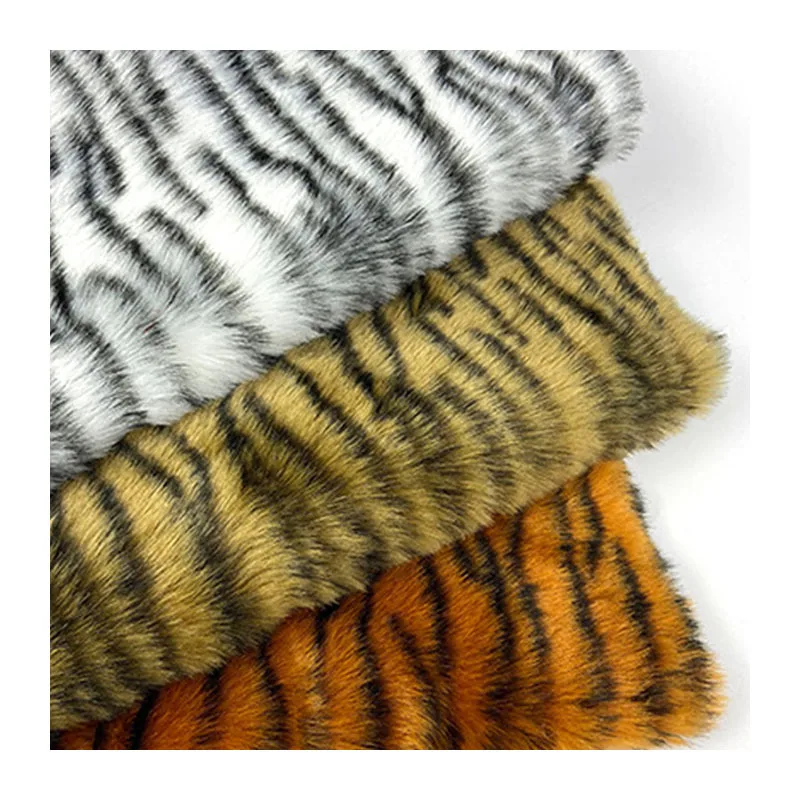 Hot Selling Wholesale Special Print Tiger Stripes Long Pile Faux Fox Fur Fabric