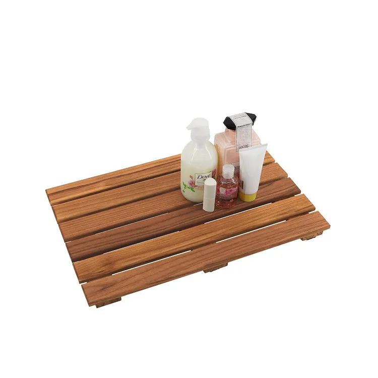 2024 Foldable 6 Wide Slats Waterproof Large Bath Mat Non-Slip Teak Shower Mat For Spa Relaxation