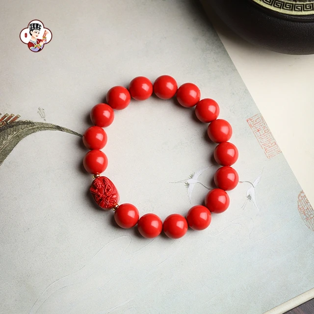 New Design Wholesale Red Ruby Beaded Charm Bracelets Exquisite Carved Small Animal Bodhisattva Buddha Bead Bracelet  For  Unisex