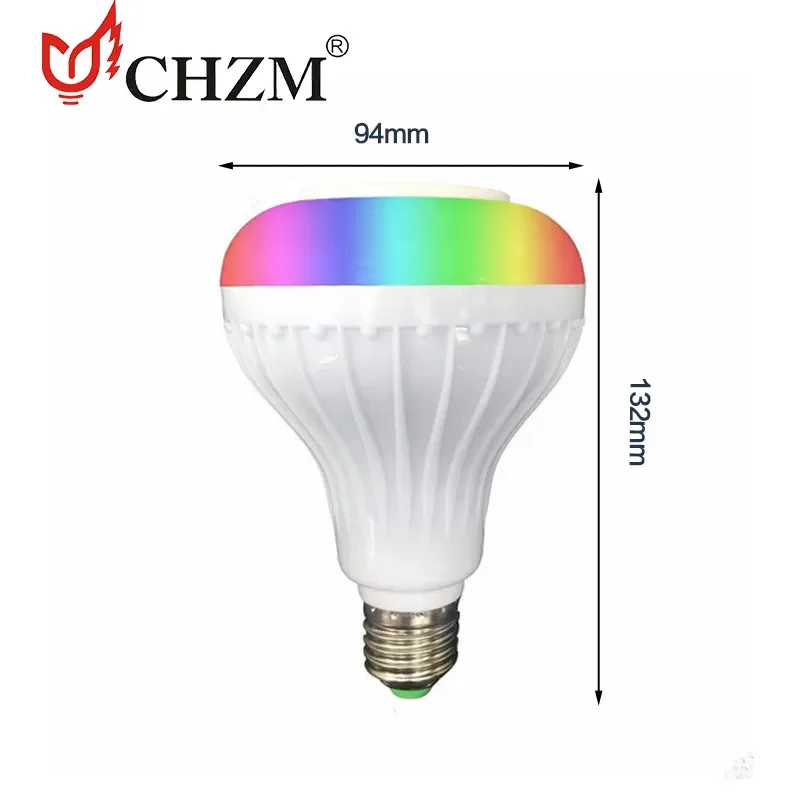 CHZM free sample CE RoHS  12W E27 RGB Color Changing LED Wireless Smart Music LED Light Bulb Remote Control